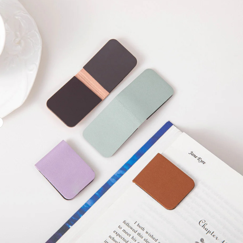 Bookmark Magnetic Clip - Premium lederen magnetische bladwijzer, rechthoekige vorm,
