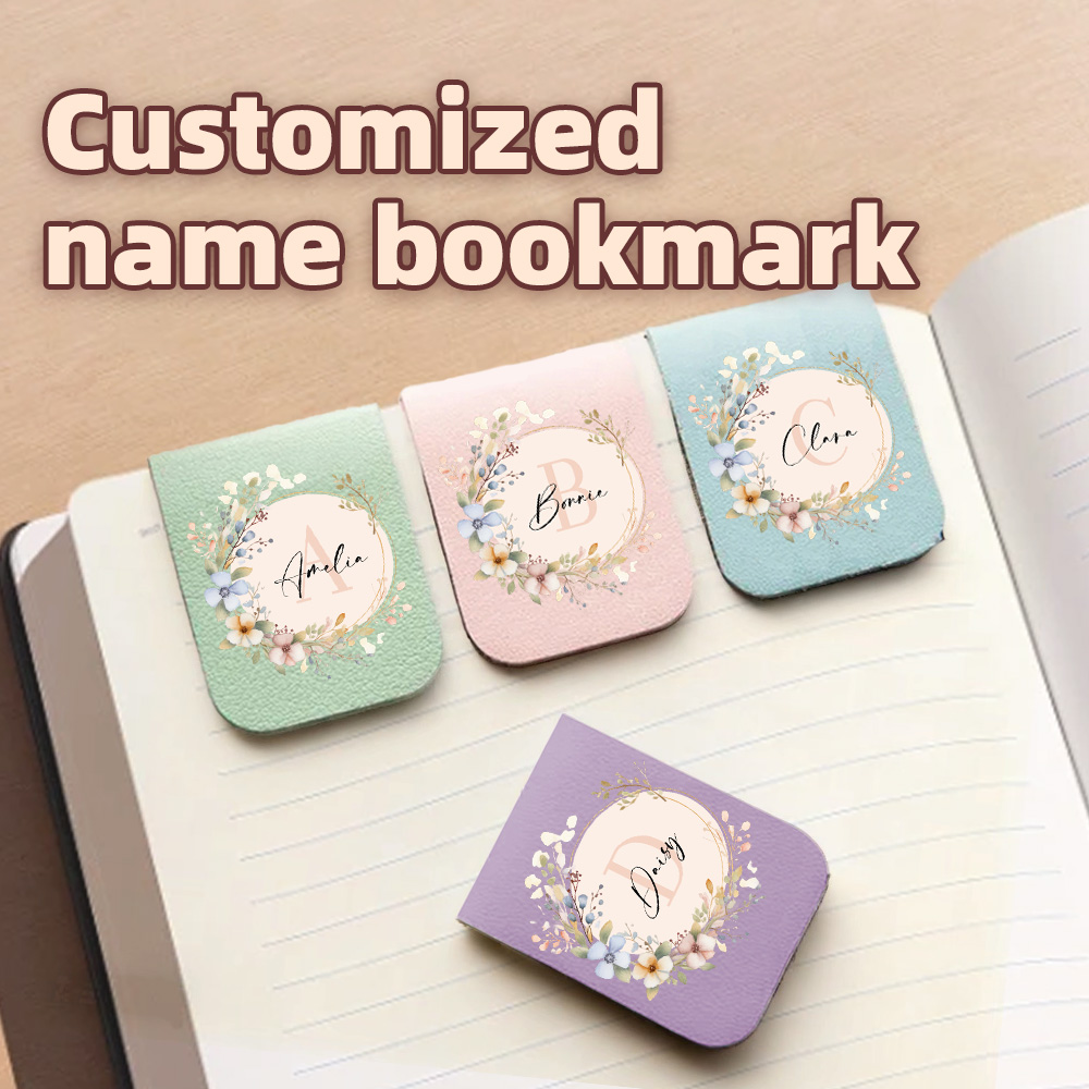 Bookmark Magnetic Clip - 1pc naam bladwijzer met spiegelkrans, aangepaste