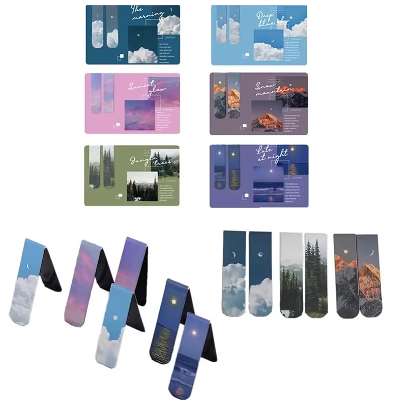 Bookmark Magnetic Clip - 2 stuks magnetische bladwijzers met landschapsthema,