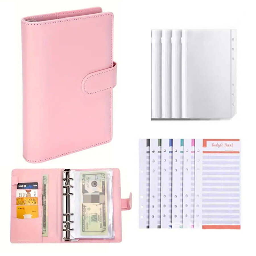 Planner Weekly Budget - PU lederen budgetbinder met geldenveloppen Zakken
