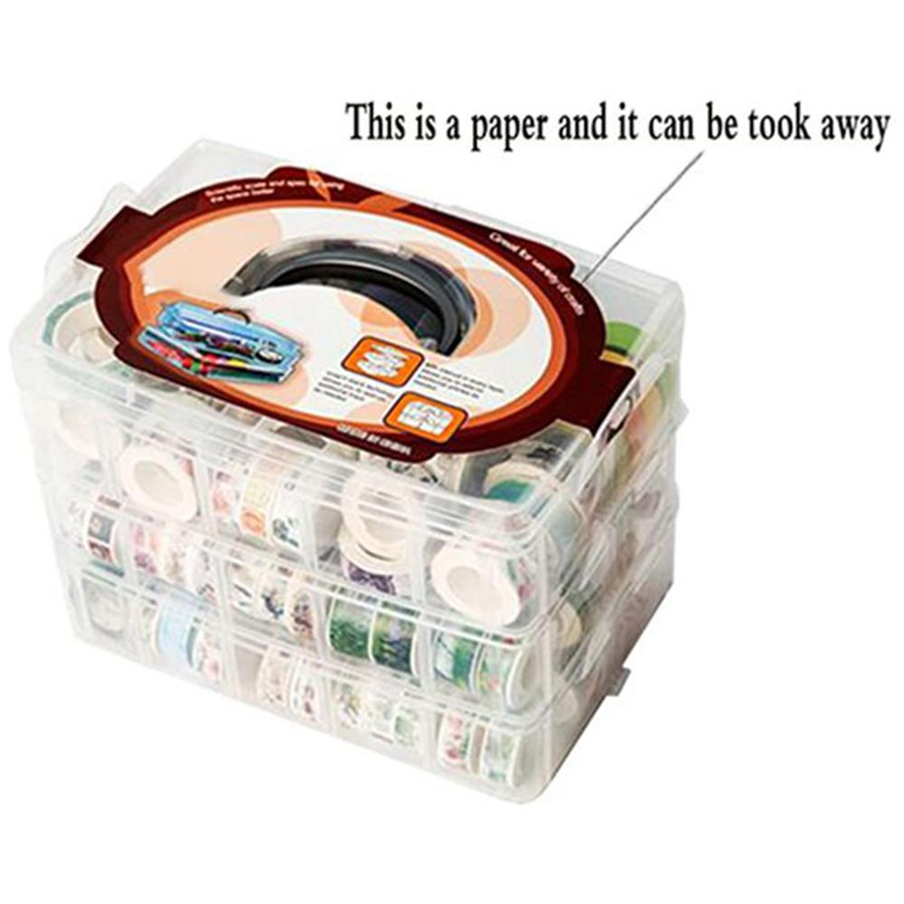 Washi Tape Set - Doorzichtige 3-laags opbergdoos voor washi tape