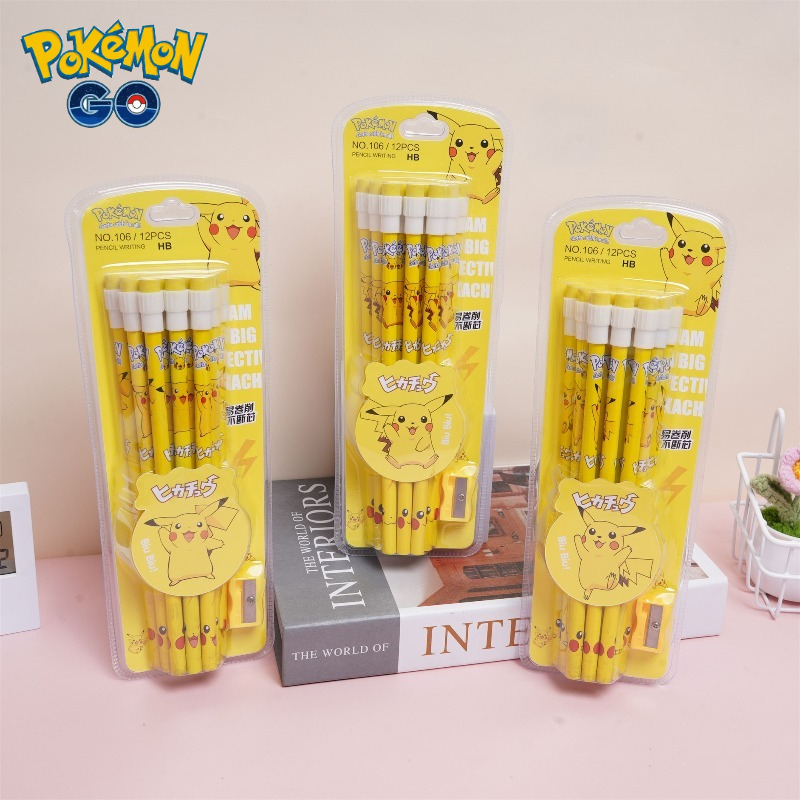 Office Supply Office Stationery Items - 12 Stuks Pokemon Potlood Met Gum
