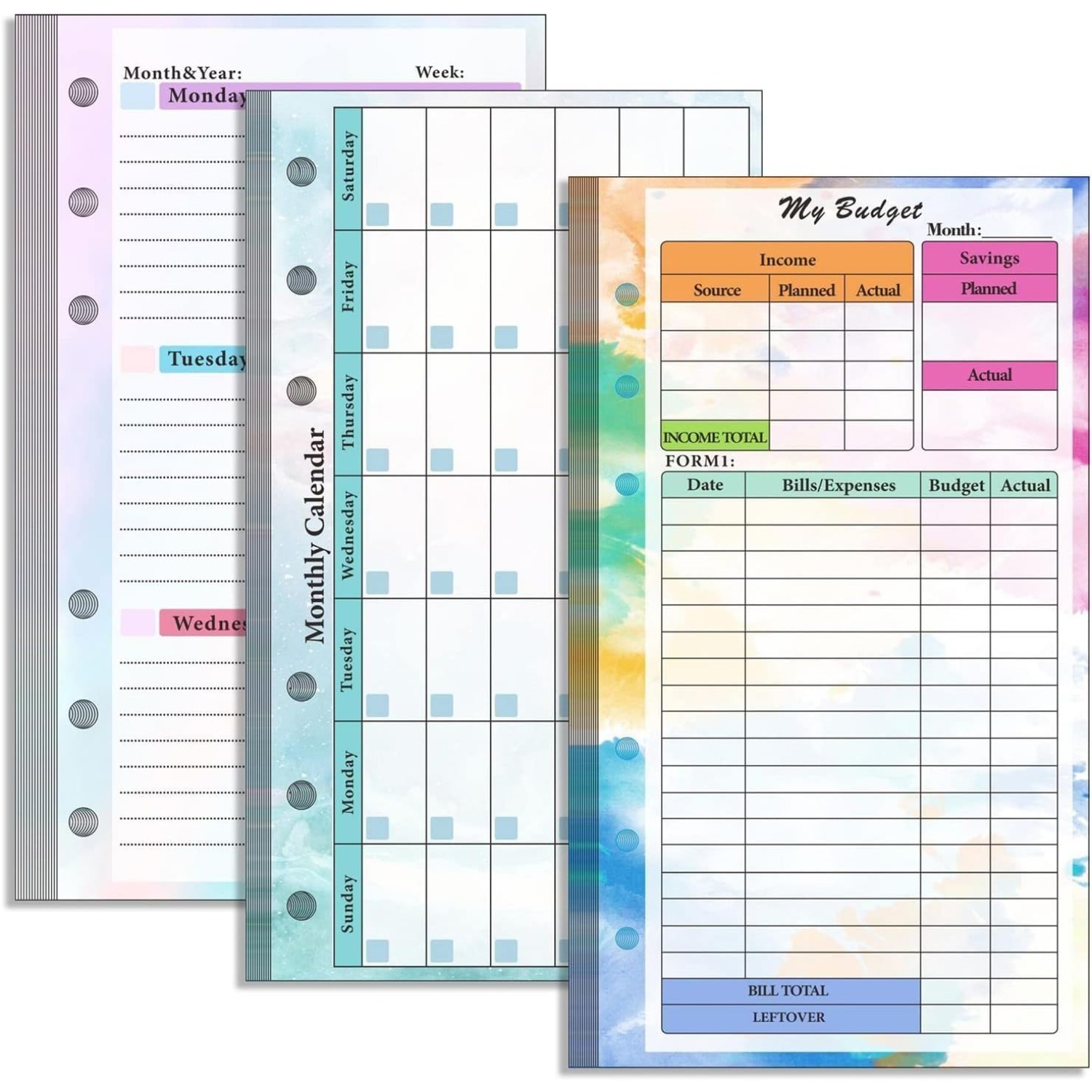 Set van 6-gaats A6 bindmiddelv - Planner Weekly Budget recensie en prijs